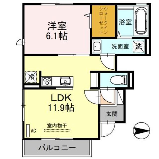 ダンデライオン(1LDK/1階)の間取り写真