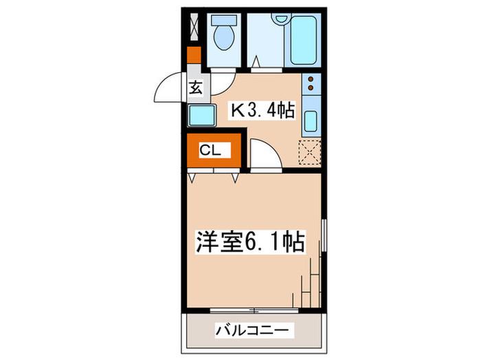 カームネストII(1K/1階)の間取り写真