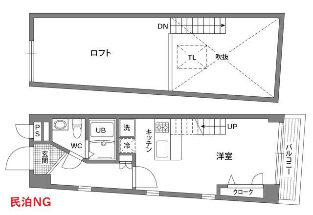 広いロフトのお部屋 フレアドーム代々木 ED(1LDK/3階)の間取り写真