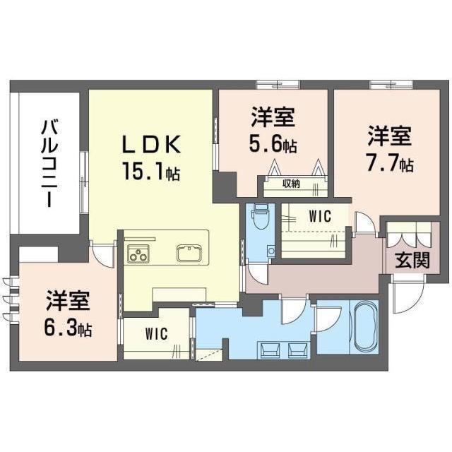 アルサンテ あざみ野(3LDK/2階)の間取り写真