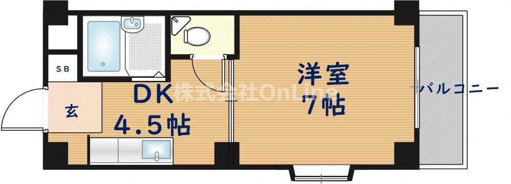 北島ハイツ(1DK/5階)の間取り写真