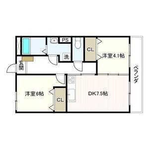 マンション大栄(2DK/3階)の間取り写真