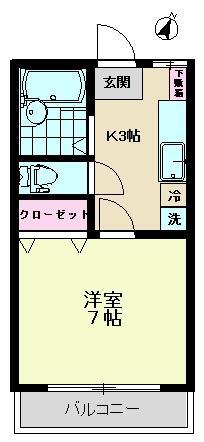ラフィーネスギタV(1K/1階)の間取り写真