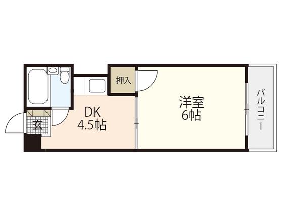BAUHAUS祇園新道(1DK/2階)の間取り写真