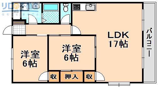 マノワールII(2LDK/1階)の間取り写真