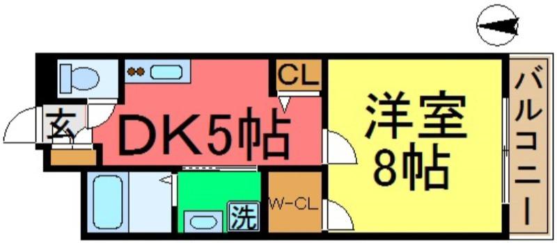 エスペランサ(1DK/2階)の間取り写真