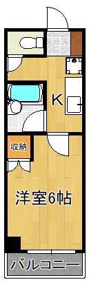 優花ハイツ(1K/4階)の間取り写真