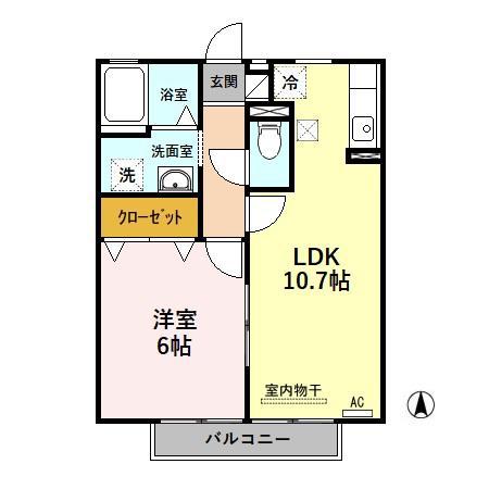 ロシェリドゥ(1LDK/1階)の間取り写真