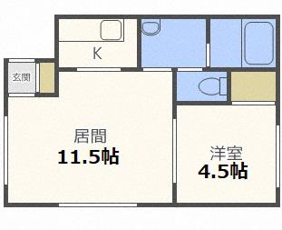 ヒルクレスト栄通(1LDK/2階)の間取り写真