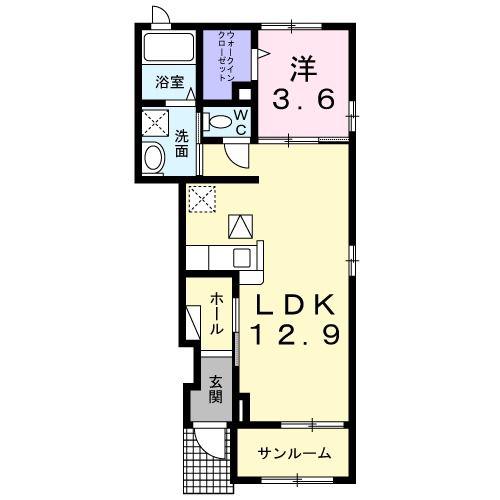 グレイス ヒル(1LDK/1階)の間取り写真