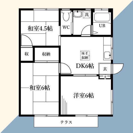 コーポ相原(3DK/1階)の間取り写真