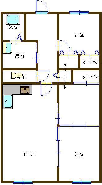 グローバル高田(3DK/4階)の間取り写真