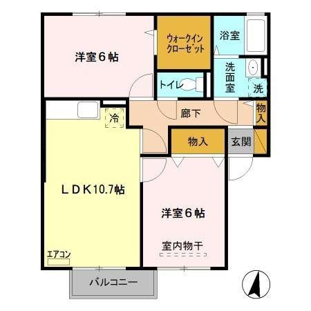 グリーンコート弐番館(2LDK/2階)の間取り写真