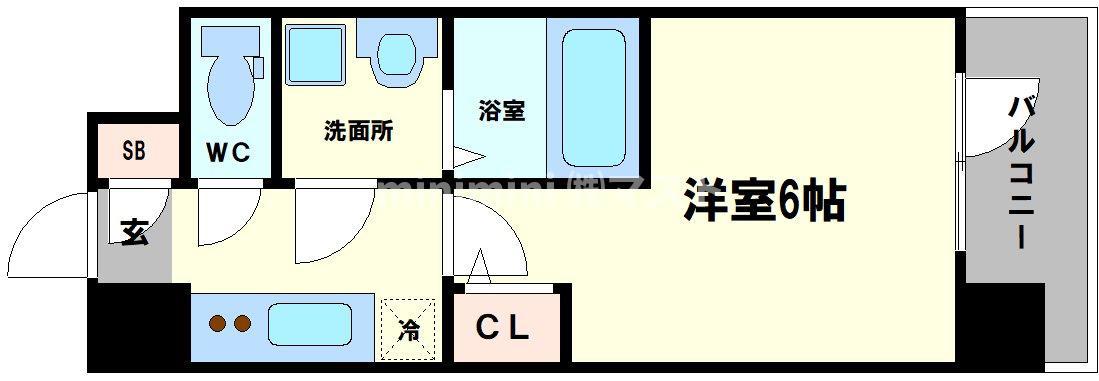 エスリード弁天町グランツ(1K/11階)の間取り写真