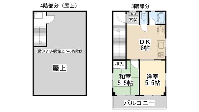 マスダビル(2DK/3階)の間取り写真