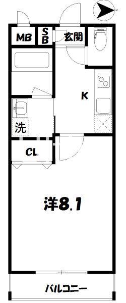 ベラジオ京都西院ウエストシティ(1K/3階)の間取り写真