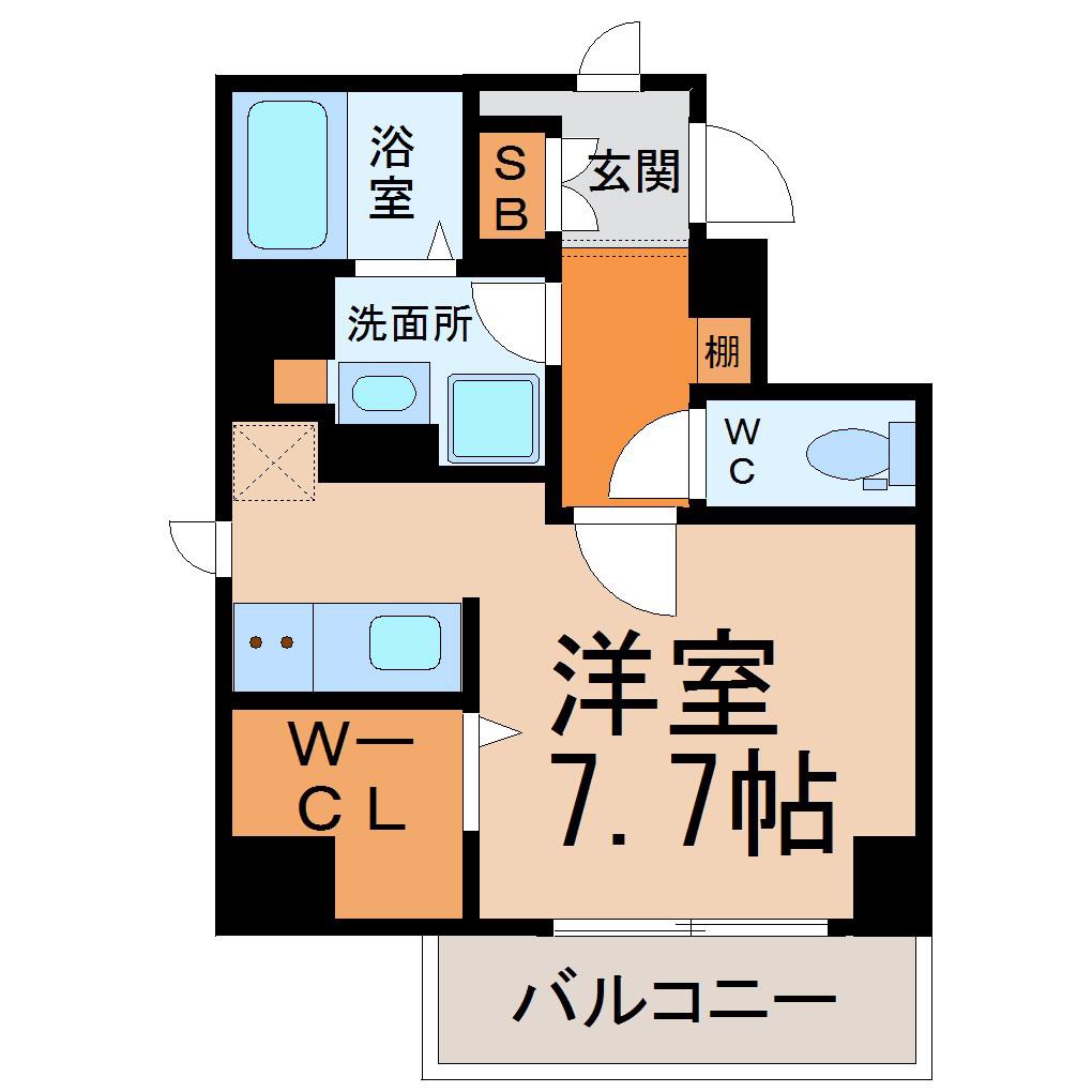 アビタシオン今池マルシェ(ワンルーム/7階)の間取り写真
