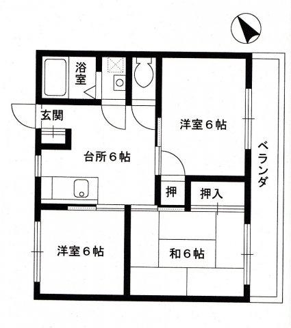 原友レジデンス昭島(3DK/1階)の間取り写真