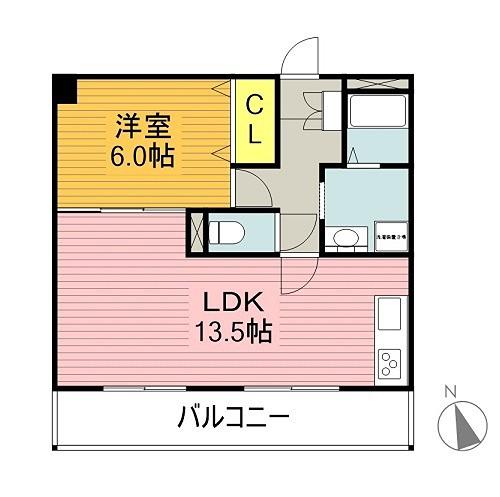 ワカバビル(1LDK/3階)の間取り写真