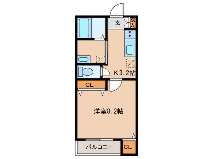 メゾンアゼリア(1K/2階)の間取り写真