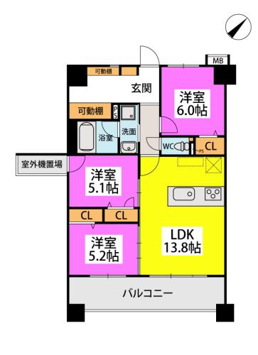 DIA CAFUNE(3LDK/4階)の間取り写真
