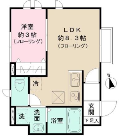 シャルモント(1LDK/1階)の間取り写真