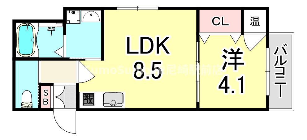 GRANDIR 大和田(1LDK/3階)の間取り写真