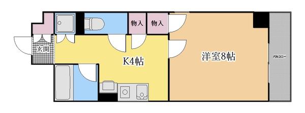 プロプル川名(1K/2階)の間取り写真