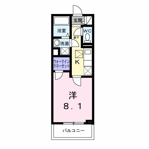 ヒカルサ神戸王塚台2(1K/2階)の間取り写真