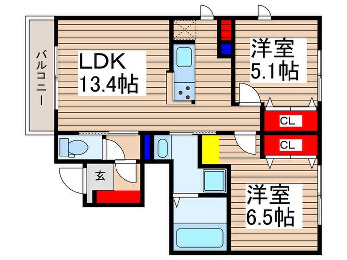 メゾ・ファミーユ(2LDK/1階)の間取り写真