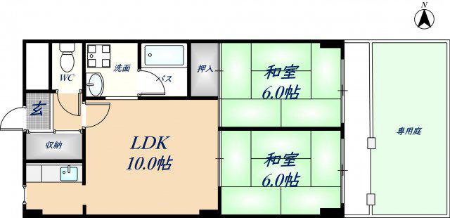 ル・ボオン21(2LDK/1階)の間取り写真