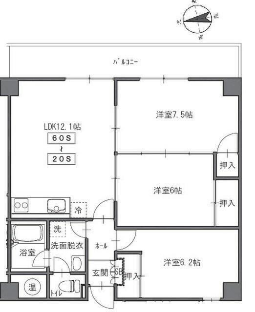 アルビオンシティ野々市(3LDK/4階)の間取り写真