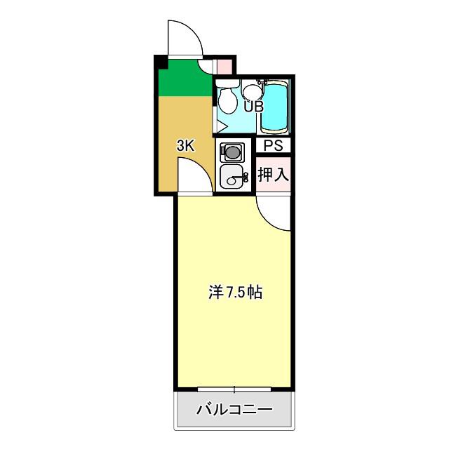 メゾンソレイユII(1K/1階)の間取り写真