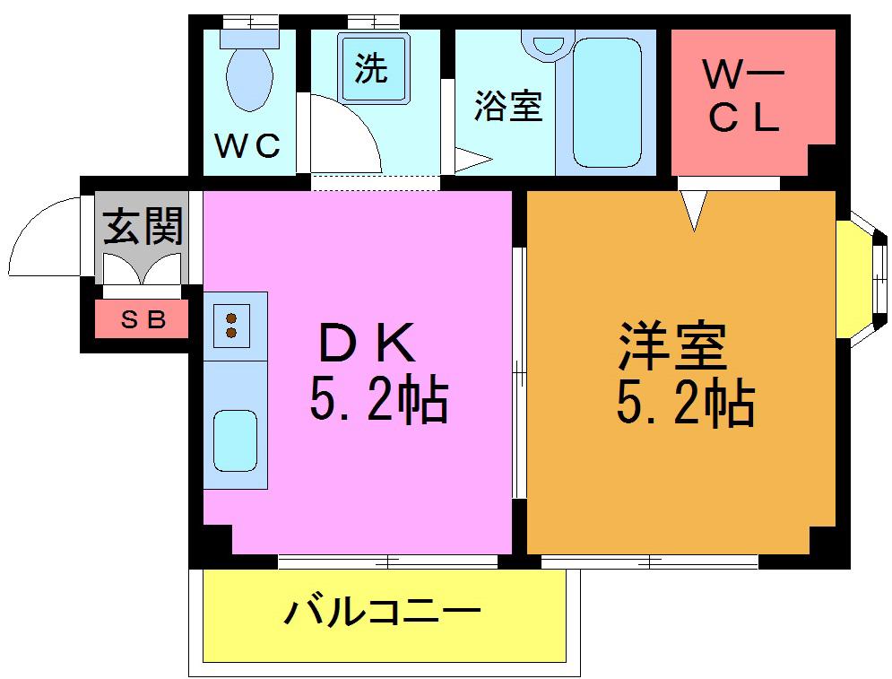ランドツインビル(1DK/2階)の間取り写真