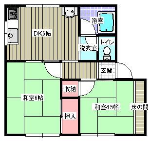コーポ大塚A(2DK/1階)の間取り写真