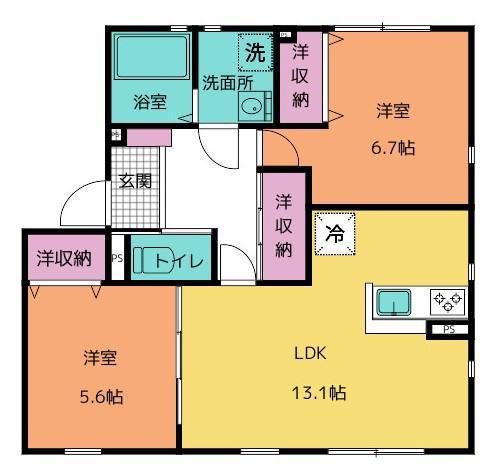 アプリコット(2LDK/1階)の間取り写真