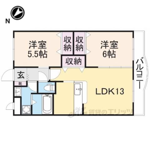ヒルビレッジ(2LDK/2階)の間取り写真