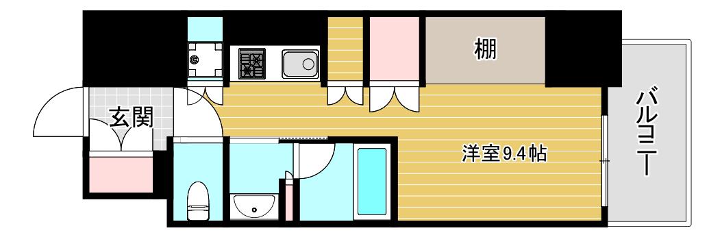 クレストコート靱公園 THE CLASS(ワンルーム/12階)の間取り写真