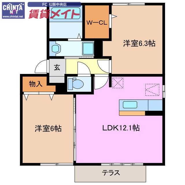 春夏秋冬秋(2LDK/1階)の間取り写真