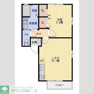 ベルドミールC(1LDK/2階)の間取り写真