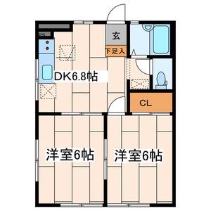ルミエール南林間(2DK/1階)の間取り写真