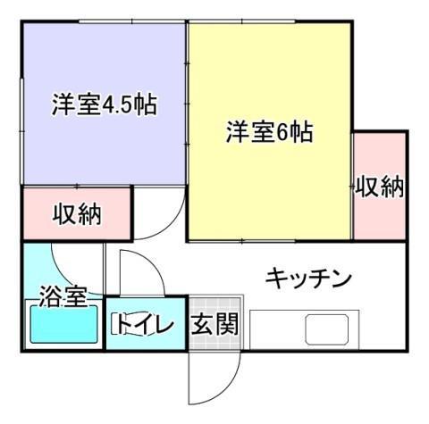 小見川ベースB(2K/1階)の間取り写真