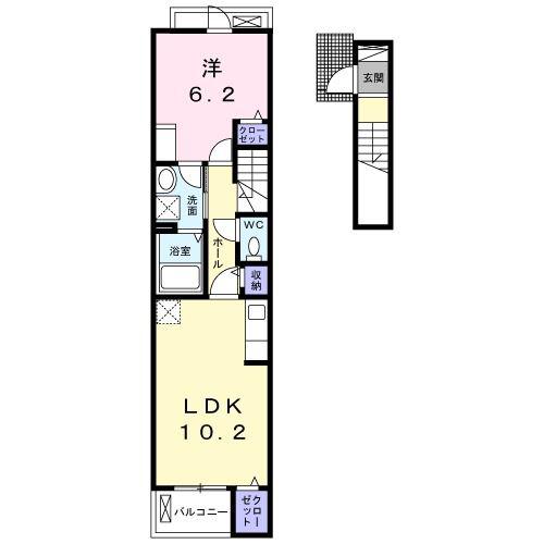 ミ・リブロ彦根駅北弐番館(1LDK/2階)の間取り写真