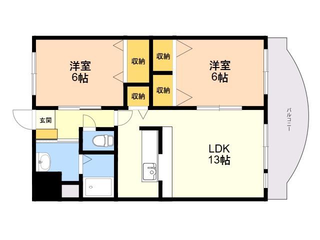 プリンシパル香椎(2LDK/1階)の間取り写真