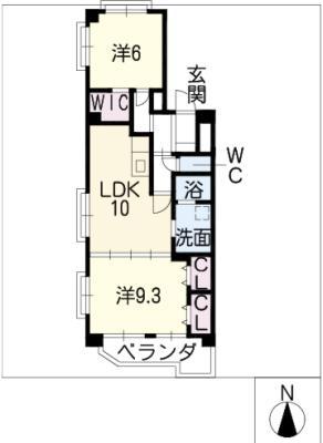 メゾン川原(2LDK/3階)の間取り写真