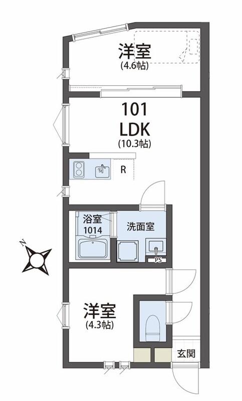 2LDKTHESIESTA東村山BRICKHAUS(2LDK/1階)の間取り写真