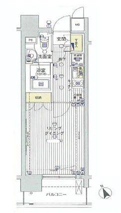 レックス海岸通レジデンス(1K/2階)の間取り写真
