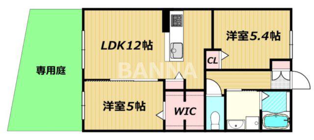クレセール平井(2LDK/1階)の間取り写真