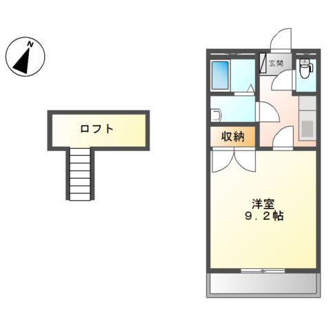 プログレスビレッジ(1K/2階)の間取り写真