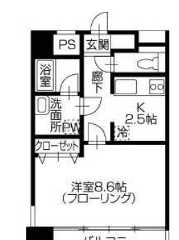 LUCIFERII(1K/6階)の間取り写真